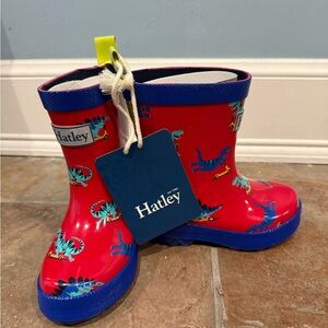 Hatley Red and Blue Dinosaur Kids Rain Boots